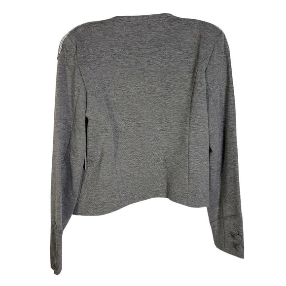 ANA Womens Blazer Jacket Large Gray Military Style Open Front Shoulder Epaulets - Picture 2 of 12